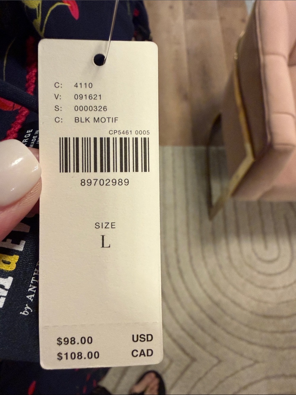 Anthropologie Navy Cherry-Print Tie-Neck Blouse - Picture 9 of 9